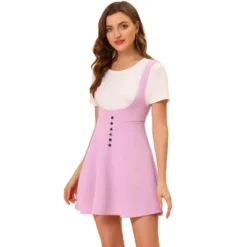 Allegra K Women's Button Overalls Pinafore Suspenders Skirt -Agnes Orinda Shop GUEST 001eb487 9780 44a1 aa2e 2e04b7e70aa3