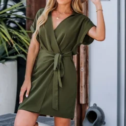 Women's Belted Short Sleeve Wrap Dress - Cupshe 10 Women's Belted Short Sleeve Wrap Dress - Cupshe -Agnes Orinda Shop GUEST 02266079 c464 4644 b59b d7cc0d40976e