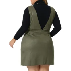 Agnes Orinda Women's Plus Size V Neck Sleeveless Faux Suede Pockets Pinafore Overall Mini Skirts -Agnes Orinda Shop GUEST 034bc9e0 0d7b 47ca acb3 89ce7098d731