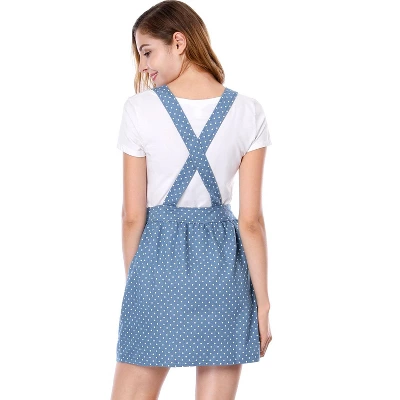 Allegra K Women's Pattern Overall Adjustable Shoulder Suspender Straps Mini Skirt 4 Allegra K Women's Pattern Overall Adjustable Shoulder Suspender Straps Mini Skirt - Image 4