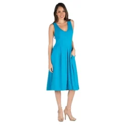 24seven Comfort Apparel Fit And Flare Midi Sleeveless Dress With Pocket Detail -Agnes Orinda Shop GUEST 04542c8e a3ef 43e5 8c86 617aeafc9fa8