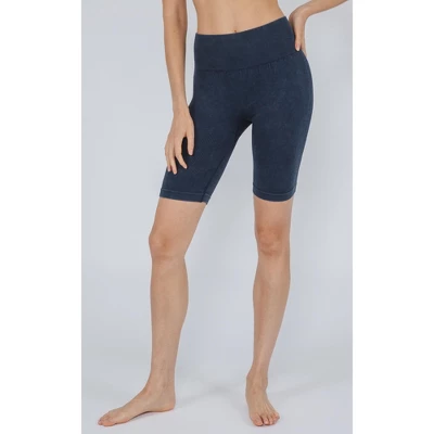 90 Degree By Reflex - Women's Washed Ribbed High Waist 9" Biker Shorts 1 90 Degree By Reflex - Women's Washed Ribbed High Waist 9" Biker Shorts