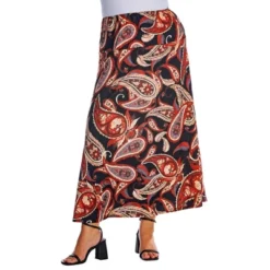 Womens Plus Size Black And Red Paisley Print Maxi Skirt -Agnes Orinda Shop GUEST 0957b5ae 3de6 472c a8c2 5f70098de505
