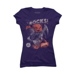 Junior's Design By Humans Rock Pumpkin By EduEly T-Shirt -Agnes Orinda Shop GUEST 0b4caaad 3e08 4da9 9919 25f243eb70d8