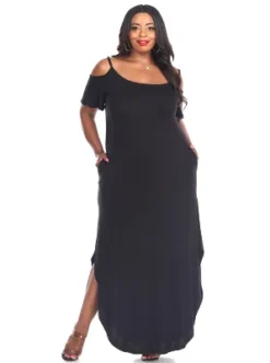 Women's Plus Size Cold Shoulder Lexi Maxi Dress With Pockets - White Mark -Agnes Orinda Shop GUEST 0b5c1075 8b41 499c 892d 3d35069f4770
