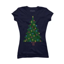 Junior's Design By Humans Christmas Tree Cross Stitch By BettySue T-Shirt -Agnes Orinda Shop GUEST 0bcdfbe1 7ba1 4ce1 90a5 13c8b40be4a5