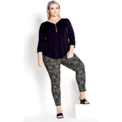 Women's Plus Size Jemma Check Pant - Charcoal | AVENUE -Agnes Orinda Shop GUEST 0d38ee31 2a3c 408e 9057 943b88bc890e
