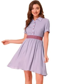 Allegra K Women's A-line Button Smocked Color Block Summer Dress -Agnes Orinda Shop GUEST 0d9226ed 90b0 43f3 a8d7 77ce727bbcf5
