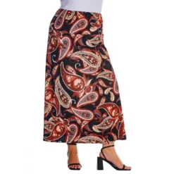 Womens Plus Size Black And Red Paisley Print Maxi Skirt -Agnes Orinda Shop GUEST 0f61caa5 254f 4da8 8690 e4d32b848c4e