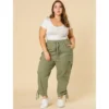 Agnes Orinda Women's Plus Size Drawstring Elastic Waist Cargo Pants With Pockets