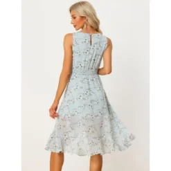 Allegra K Women's Summer Wrap Ruffle High Low Hem Round Neck Keyhole Back Sleeveless Floral Dress -Agnes Orinda Shop GUEST 1e8e367c afa1 4091 ba66 ed79b15d8c31