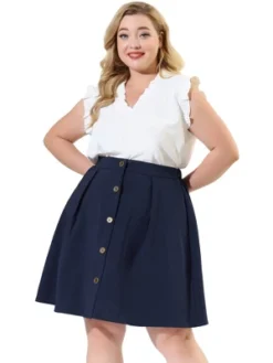 Agnes Orinda Women's Plus Size Work A Line Elastic Waist Flare Skirts -Agnes Orinda Shop GUEST 1ee23678 766c 475d 8c79 2d25880c8786
