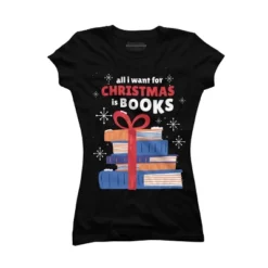 Junior's Design By Humans Christmas Books By ArtStyleAlice T-Shirt -Agnes Orinda Shop GUEST 213219bc ee3a 4415 b310 9e879083a676