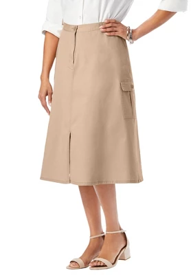 Jessica London Women’s Plus Size Chino Utility Skirt 3 Jessica London Women’s Plus Size Chino Utility Skirt - Image 3