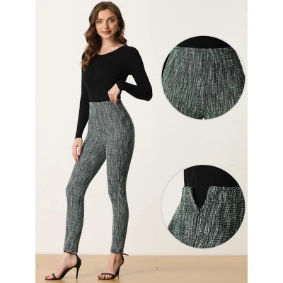 Allegra K Tweed Pants For Women's High Waist Casual Plaid Tartan Leggings Long Trousers 1 Allegra K Tweed Pants For Women's High Waist Casual Plaid Tartan Leggings Long Trousers