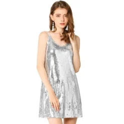Allegra K Women's Glitter Sparkle Adjustable Prom Strap Mini Sequin Dress -Agnes Orinda Shop GUEST 23f3386c 98bf 4d94 92e9 4de711a0f63b