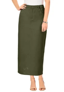 Jessica London Women’s Plus Size Classic Cotton Denim Midi Skirt -Agnes Orinda Shop GUEST 240851fb 35b6 49f6 9d1e 47281d315652