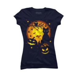 Junior's Design By Humans Halloween Kitty By Artizan16 T-Shirt -Agnes Orinda Shop GUEST 2b61c6f8 f30b 4e92 aa95 13bba0a4c457