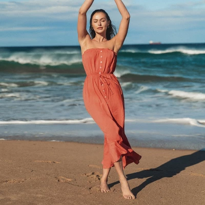 Women's Drawstring Ruffled Maxi Tube Dress - Cupshe 4 Women's Drawstring Ruffled Maxi Tube Dress - Cupshe - Image 4