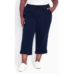 Women's Plus Size Cotton Roll Up Capri - Navy | AVENUE -Agnes Orinda Shop GUEST 32670089 9b06 4e35 9046 e1b234d55f89