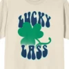 Bioworld St. Patrick's Day Lucky Lass Crew Neck Short Sleeve Women's Natural T-shirt