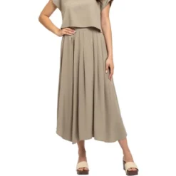 August Sky Women's Pleated Solid Midi Skirt -Agnes Orinda Shop GUEST 34002864 e986 4c03 bbdb b57c0a1339e8
