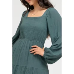 August Sky Women's Long Sleeve Smocked Midi Dress -Agnes Orinda Shop GUEST 374e3ccd 0491 464a 9f2d 1c3a821cbe57