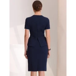 Allegra K Women's Crew Neck Short Sleeve Business Elegant Office Peplum Sheath Dresses -Agnes Orinda Shop GUEST 37c2898c b293 4a09 84fb 8276d30d0819