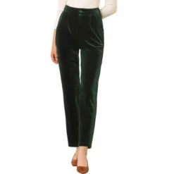 Allegra K Women's Velvet Elegant High Waist Trousers With Pockets Work Ankle Pants -Agnes Orinda Shop GUEST 37fdabae f1d8 4c73 a637 7cf5eba58fc3