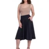 24seven Comfort Apparel Elastic Waist Pleated Pocket Midi Skirt