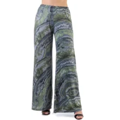 24seven Comfort Apparel Sage Green Print Elastic Waist Palazzo Pants -Agnes Orinda Shop GUEST 3b3567fe 9a03 497e 852f 7c3f6e2bc51f