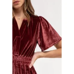 August Sky Women's Velvet Split Neckline Tiered Midi Dress -Agnes Orinda Shop GUEST 3b9f2ce1 a028 4b69 9781 52d18e8a17ef