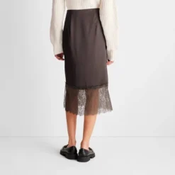 Women's Lace Midi Slip Skirt - Future Collective™ With Reese Blutstein Dark Gray