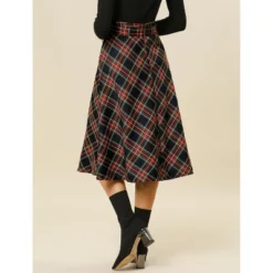 Allegra K Women's Tartan Plaid High Waist Belted Vintage A-Line Midi Skirt -Agnes Orinda Shop GUEST 3cb2d2de 162a 4c76 92b2 4f7734ad90e0