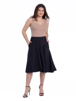 24seven Comfort Apparel Elastic Waist Pleated Pocket Midi Skirt -Agnes Orinda Shop GUEST 41ecd748 b1ab 488b bd64 ca6753a05a36