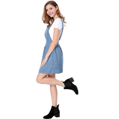 Allegra K Women's Pattern Overall Adjustable Shoulder Suspender Straps Mini Skirt 2 Allegra K Women's Pattern Overall Adjustable Shoulder Suspender Straps Mini Skirt - Image 2