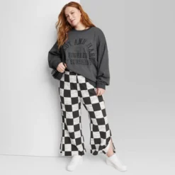 Women's Ascot + Hart Checkered Graphic Wide Leg Pants -Agnes Orinda Shop GUEST 460b931a c64c 42e1 94cf d9522e560a40