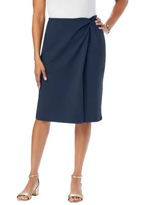 Jessica London Women’s Plus Size Side Knot Crepe Skirt 3 Jessica London Women’s Plus Size Side Knot Crepe Skirt - Image 3