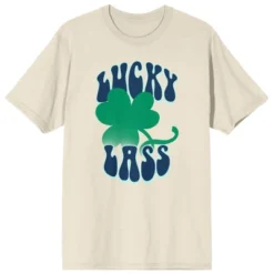 Bioworld St. Patrick's Day Lucky Lass Crew Neck Short Sleeve Women's Natural T-shirt -Agnes Orinda Shop GUEST 4983e161 88f0 4b90 a6da c23d5af0aa53