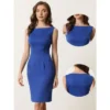 Allegra K Women's Sleeveless Boat Neck Casual Office Sheath Dresses