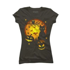 Junior's Design By Humans Halloween Kitty By Artizan16 T-Shirt -Agnes Orinda Shop GUEST 4d1feeee 08be 47f5 b1f7 d358fdbd62ef