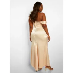 Rebdolls Women's Fallon Satin Off Shoulder Maxi Bodycon Dress W. Slit - Champagne -Agnes Orinda Shop GUEST 4d85be90 3687 4625 9e8b 5dc01ec8b38e
