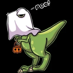 Junior's Design By Humans Halloween Ghost Dinosaur By Whynot007 T-Shirt