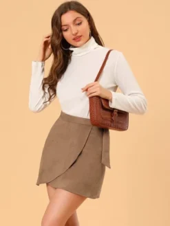 Allegra K Women's Faux Suede Tie Waisted A-Line Wrap Mini Short Skirt 10 Allegra K Women's Faux Suede Tie Waisted A-Line Wrap Mini Short Skirt -Agnes Orinda Shop GUEST 51653207 7bdc 4183 a1ac d6b8b8d46048