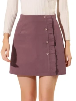 Allegra K Women's Corduroy Vintage Button Decor Ruffled Trim High Waist Mini Skirt 17 Allegra K Women's Corduroy Vintage Button Decor Ruffled Trim High Waist Mini Skirt -Agnes Orinda Shop GUEST 5247b593 be13 4f38 9d91 0eaff7f61318
