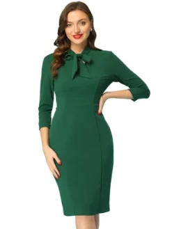 Allegra K Women's Front Tie Neck 3/4 Sleeve Work Bodycon Dress 12 Allegra K Women's Front Tie Neck 3/4 Sleeve Work Bodycon Dress -Agnes Orinda Shop GUEST 570e390b 7f88 43e8 b4ba 5e1726a82a28