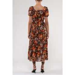 August Sky Women'S Ruffle Floral Midi Dress