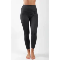 Yogalicious - Women's Carbon Lux High Waist Elastic Free Side Pocket 7/8 Ankle Legging