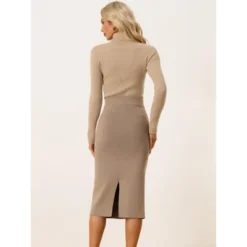 Allegra K Women's High Waist Stretchy Rib Knit Slit Hem Pencil Bodycon Sweater Skirt -Agnes Orinda Shop GUEST 5c6e2e7c 44c8 406f 94fb 606ebe20f2df