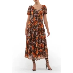 August Sky Women'S Ruffle Floral Midi Dress -Agnes Orinda Shop GUEST 5e25a04b 6c90 4ff5 9fbc b7492703d47d